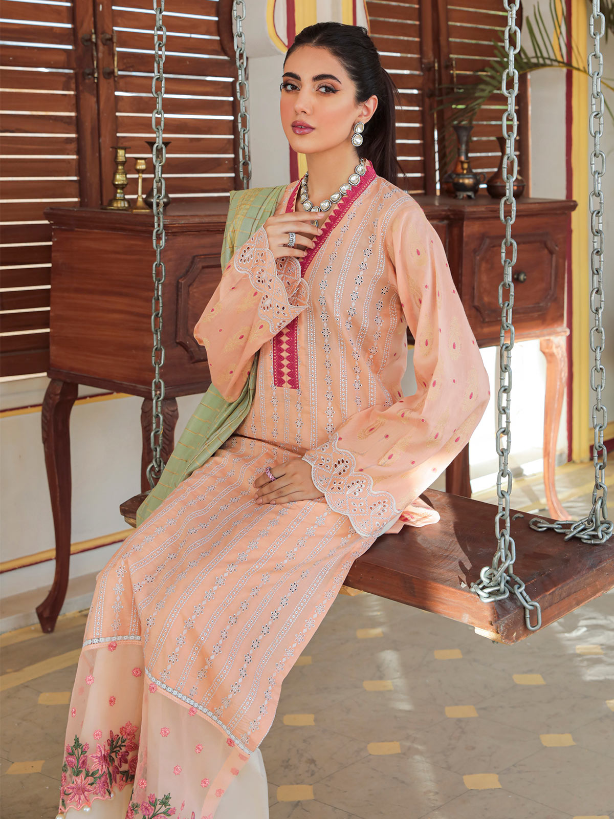 Nissa Festive By RajBari '22 D#03 | Unstitched Embroidered Schiffli Suit