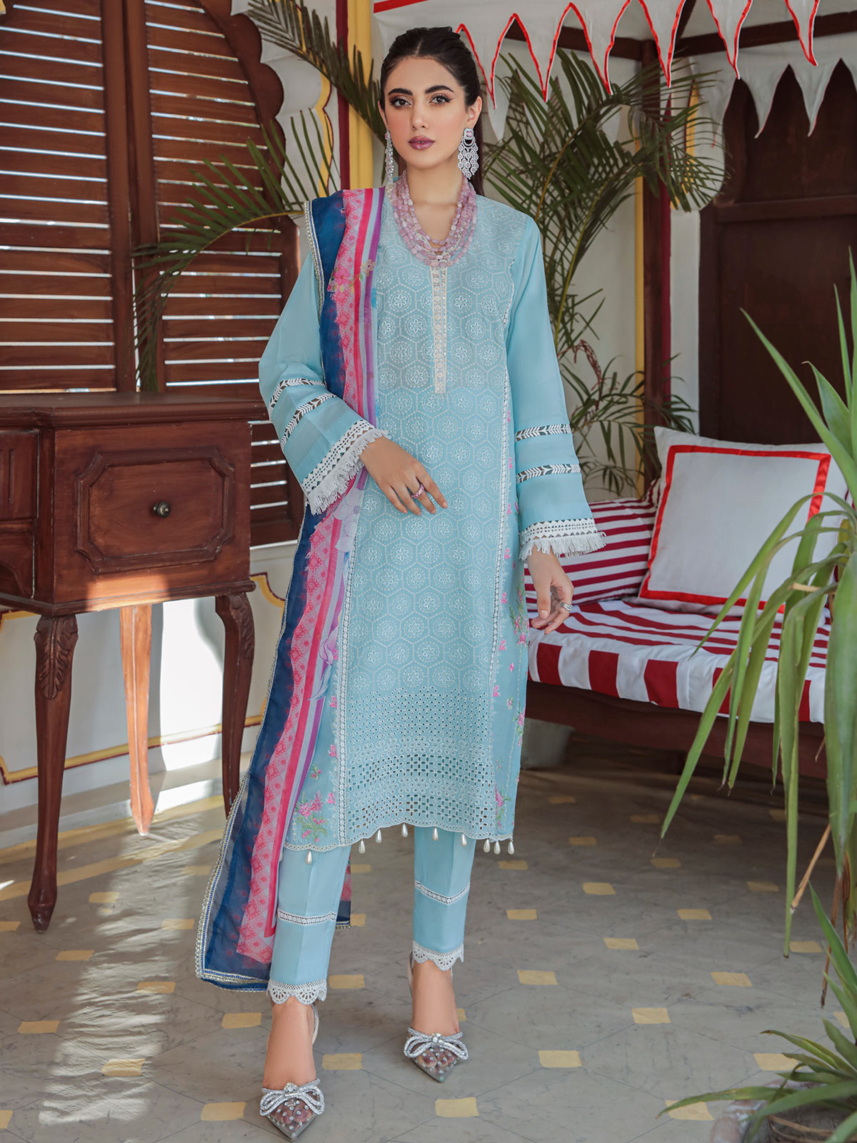 Nissa Festive By RajBari '22 D#06 | Unstitched Embroidered Schiffli Suit