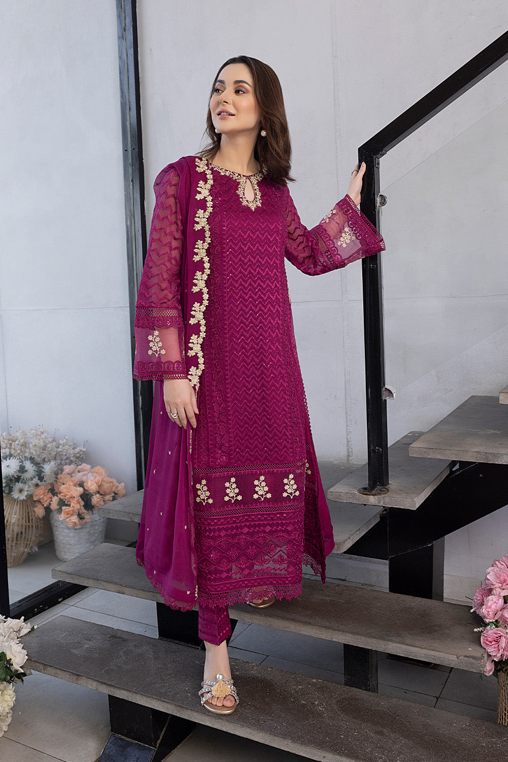 Orchid Flame | Azure Ensembles Chiffon 3PCS 2023