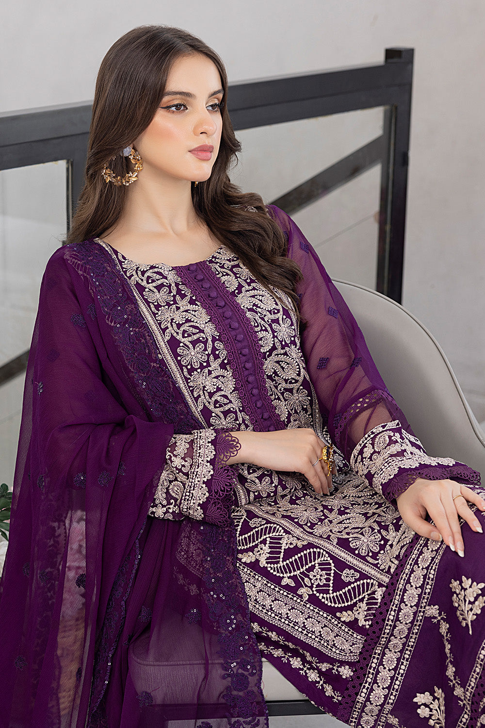 Pansy Petals | Azure Ensembles Chiffon 3PCS 2023