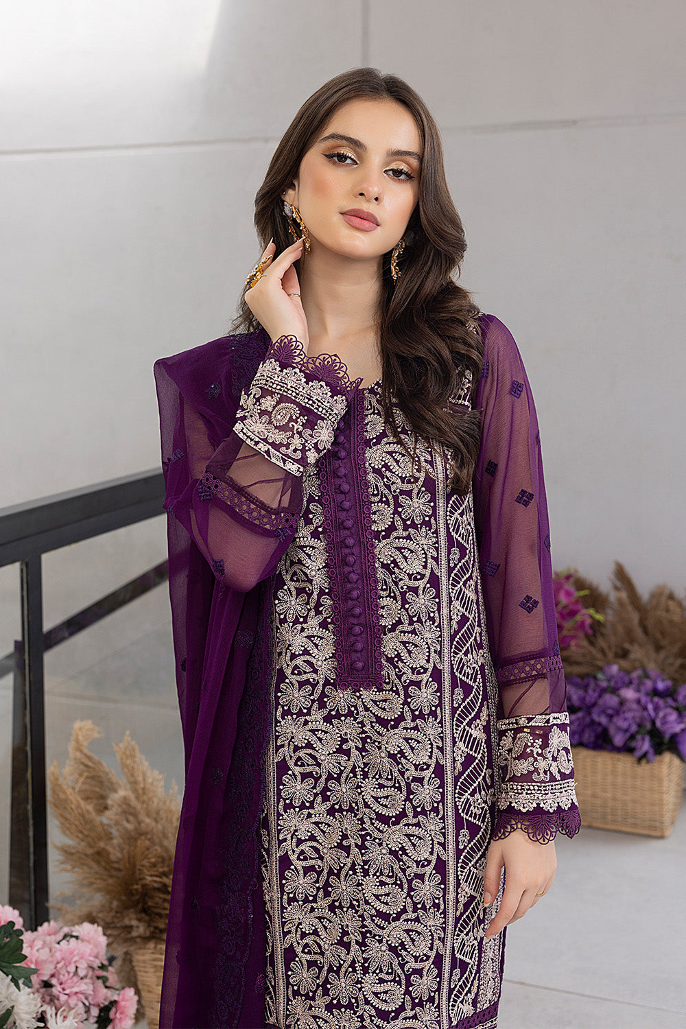 Pansy Petals | Azure Ensembles Chiffon 3PCS 2023