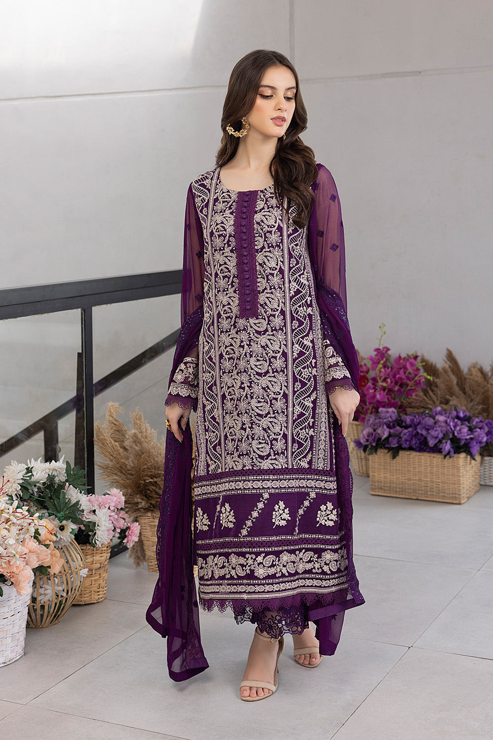 Pansy Petals | Azure Ensembles Chiffon 3PCS 2023