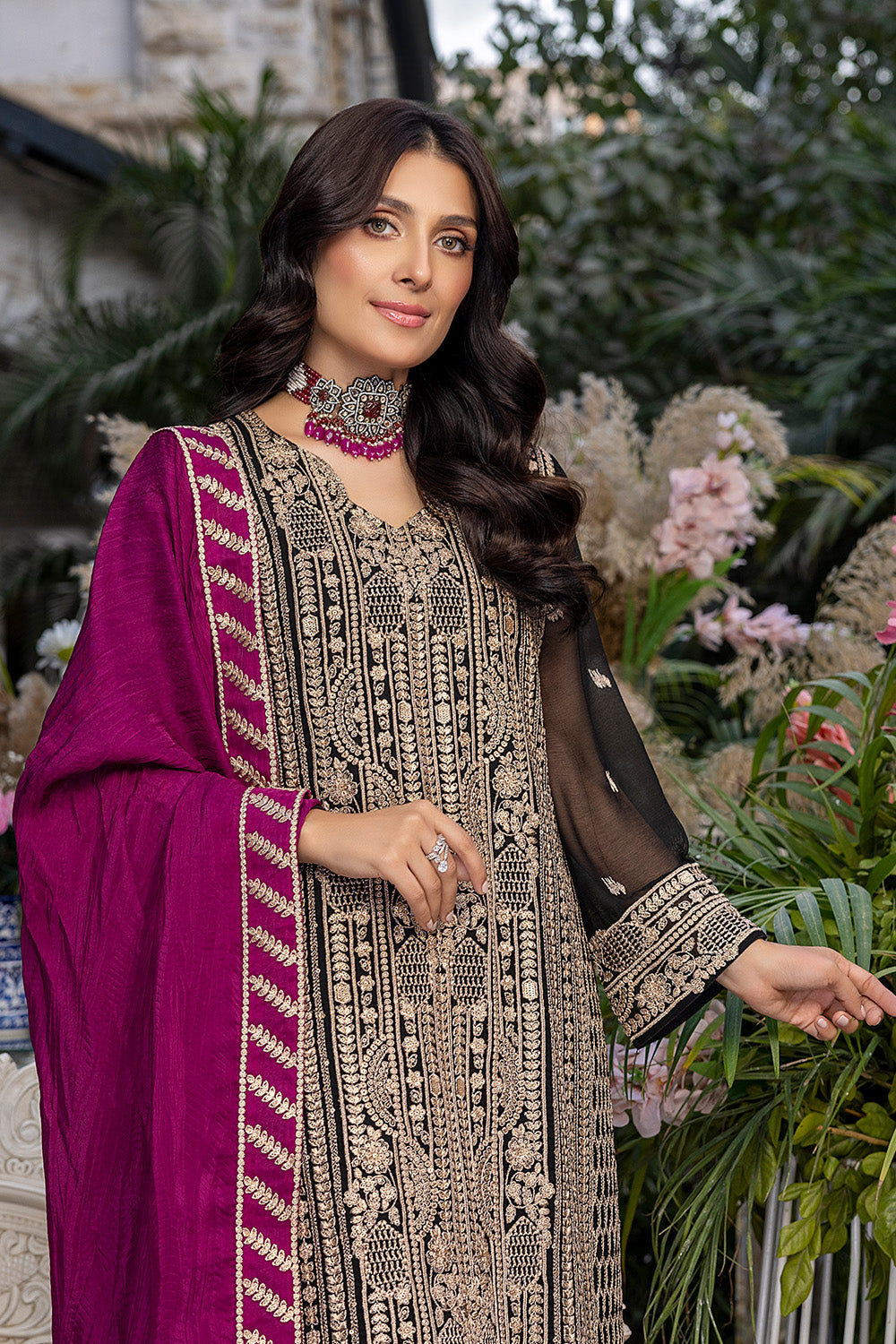 Radiant Ruby | Azure Luxe Embroidered 3pcs Collections 2023