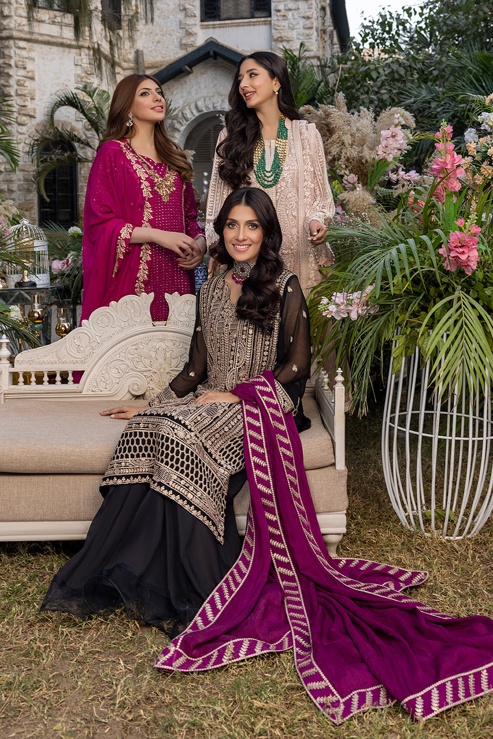 Radiant Ruby | Azure Luxe Embroidered 3pcs Collections 2023