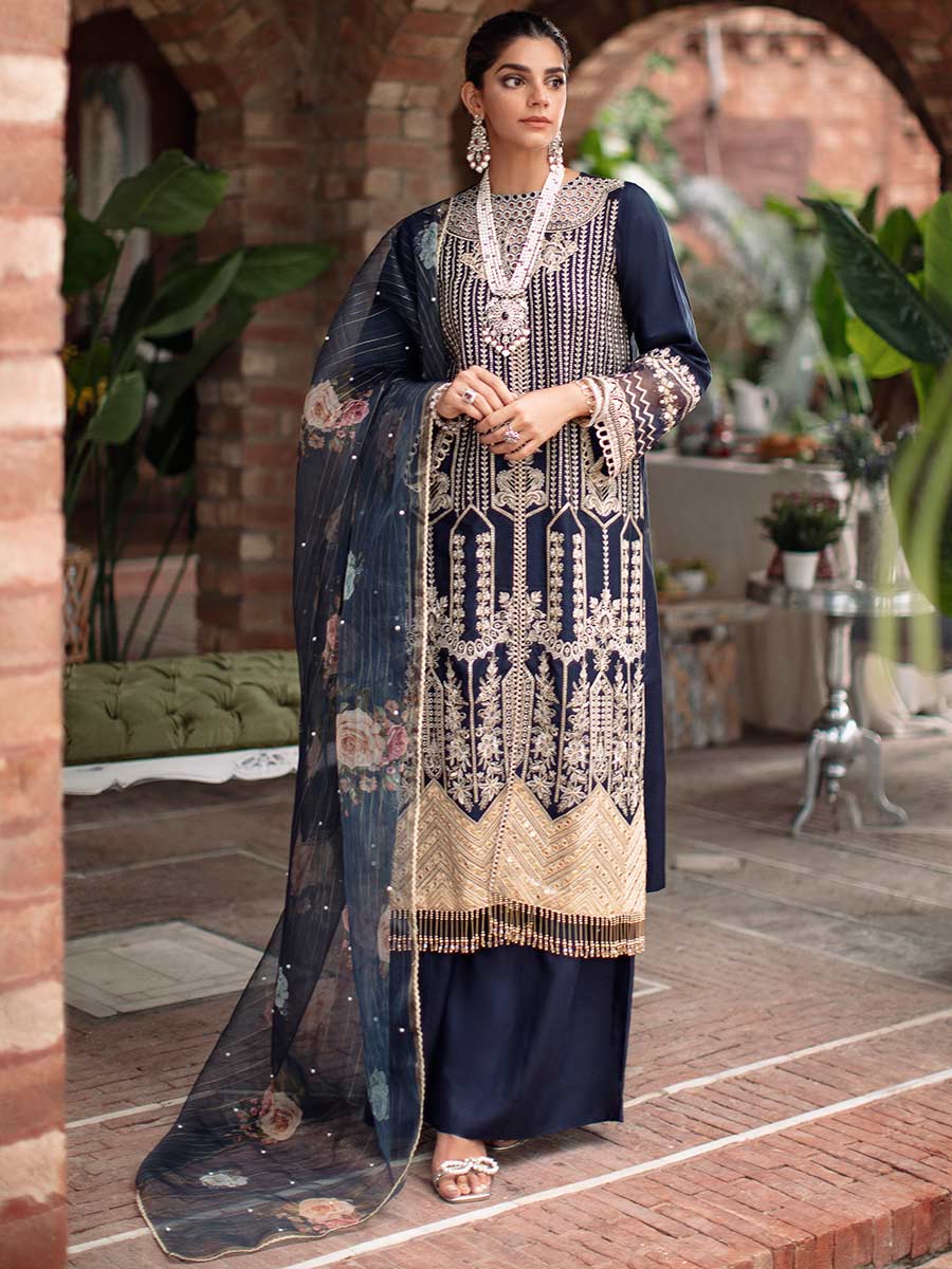Luxury Edit Winter '22 D#4B | RajBari Fall/Winter Unstitched Luxury Collection 2022 | Unstitched Embroidered Chikankari Suits