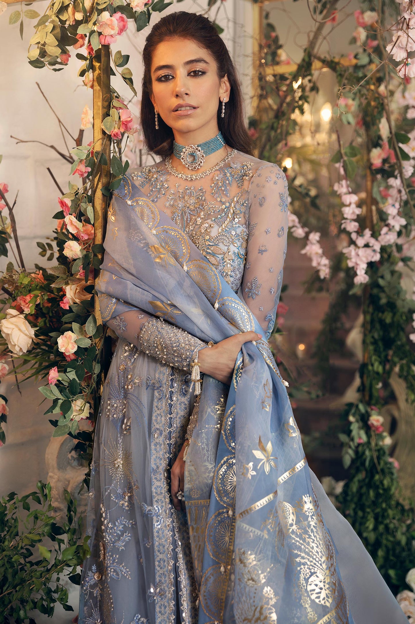 AREZOU (ZC22-02) | Zaha Gossamer Collection 2022 | Unstitched Embroidered Net Suit