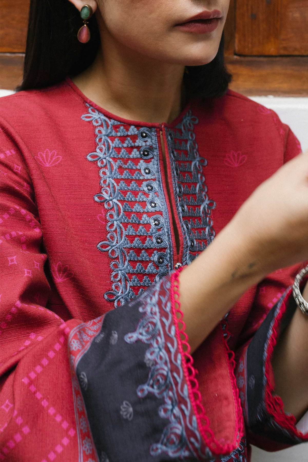 ZW21-2A | Zara Shahjahan Coco Winter 2021 Collection | Unstitched Embroidered Khaddar Shirt