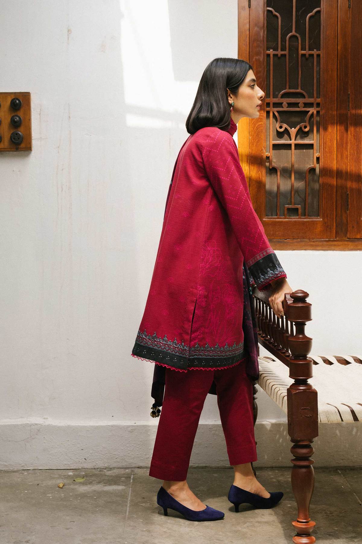 ZW21-2A | Zara Shahjahan Coco Winter 2021 Collection | Unstitched Embroidered Khaddar Shirt