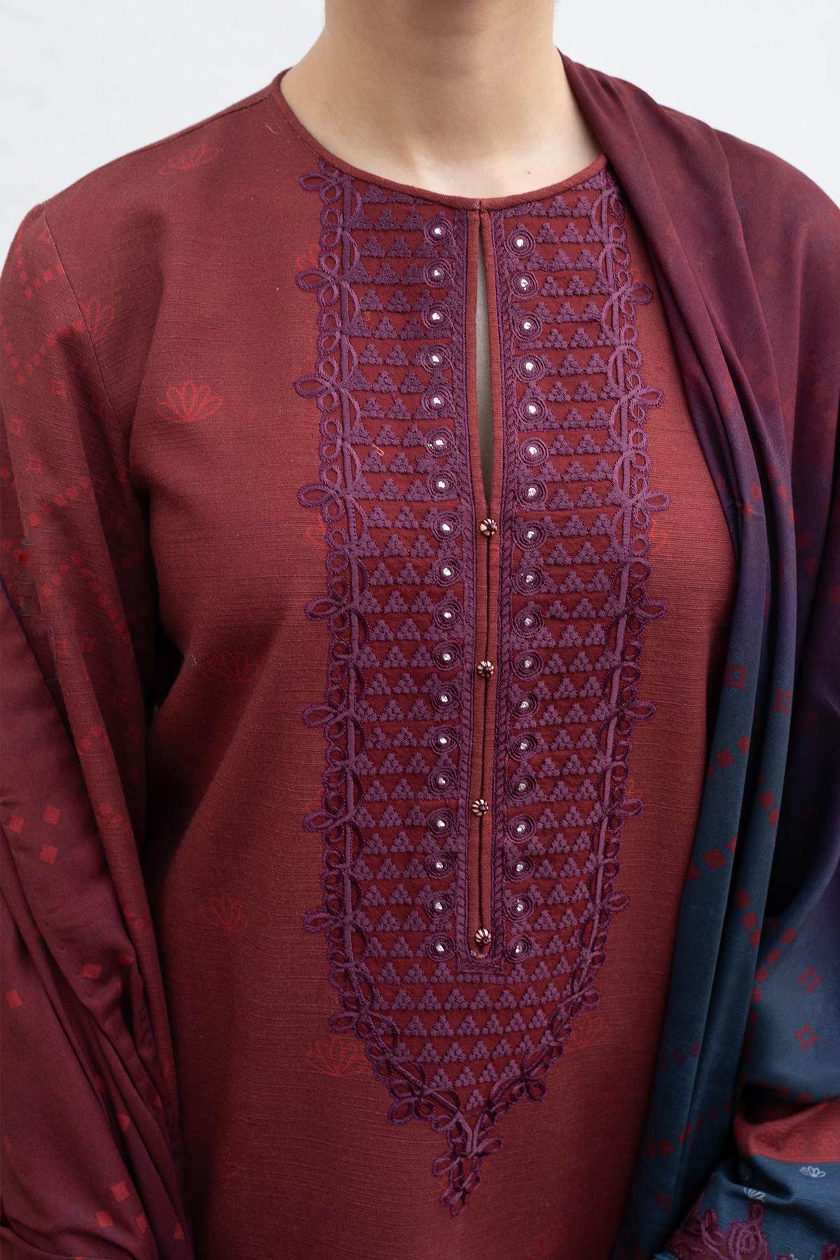 ZW21-2B | Zara Shahjahan Coco Winter 2021 Collection | Unstitched Embroidered Khaddar Shirt
