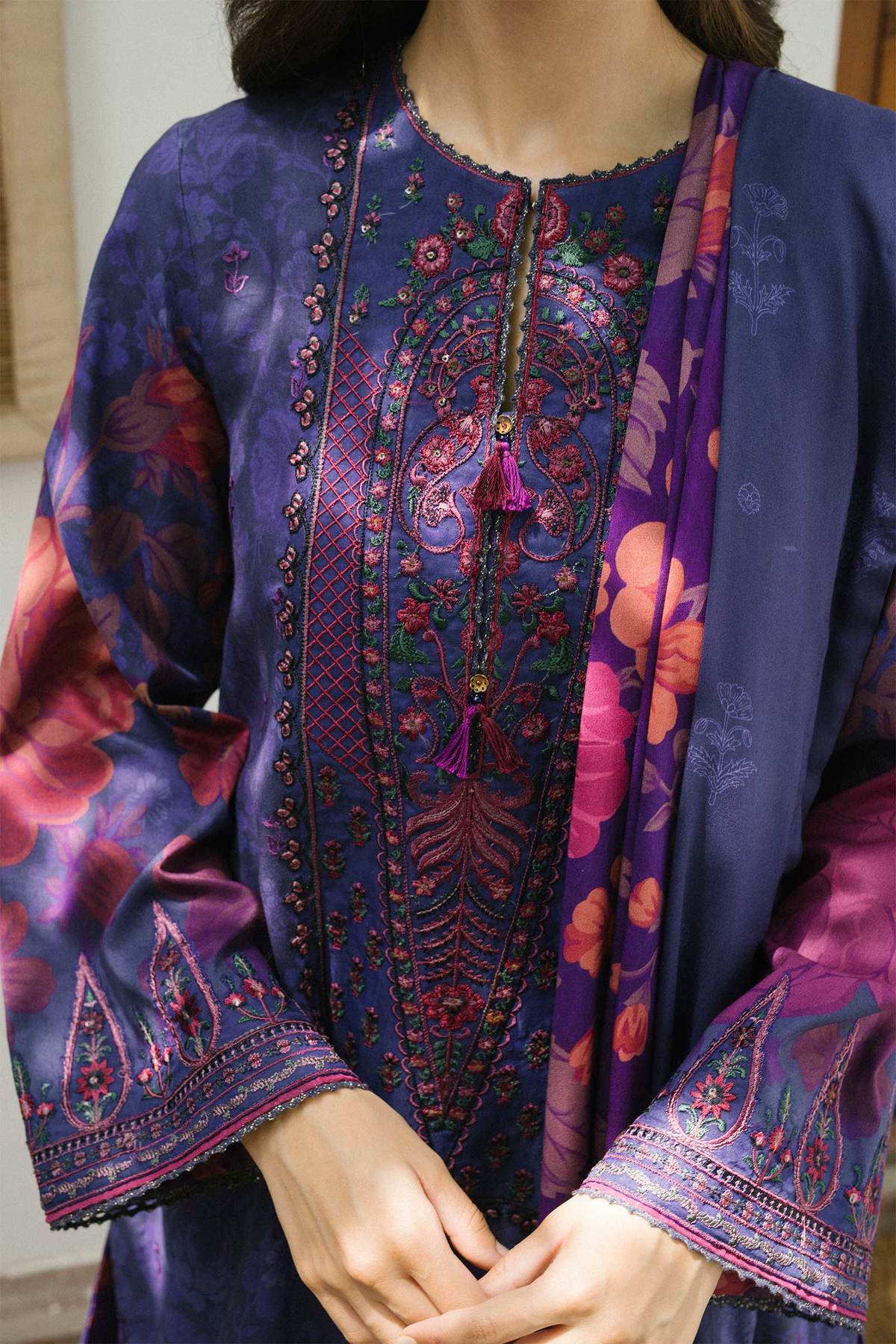 ZW21-4A | Zara Shahjahan Coco Winter 2021 Collection | Unstitched Embroidered Linen Suits