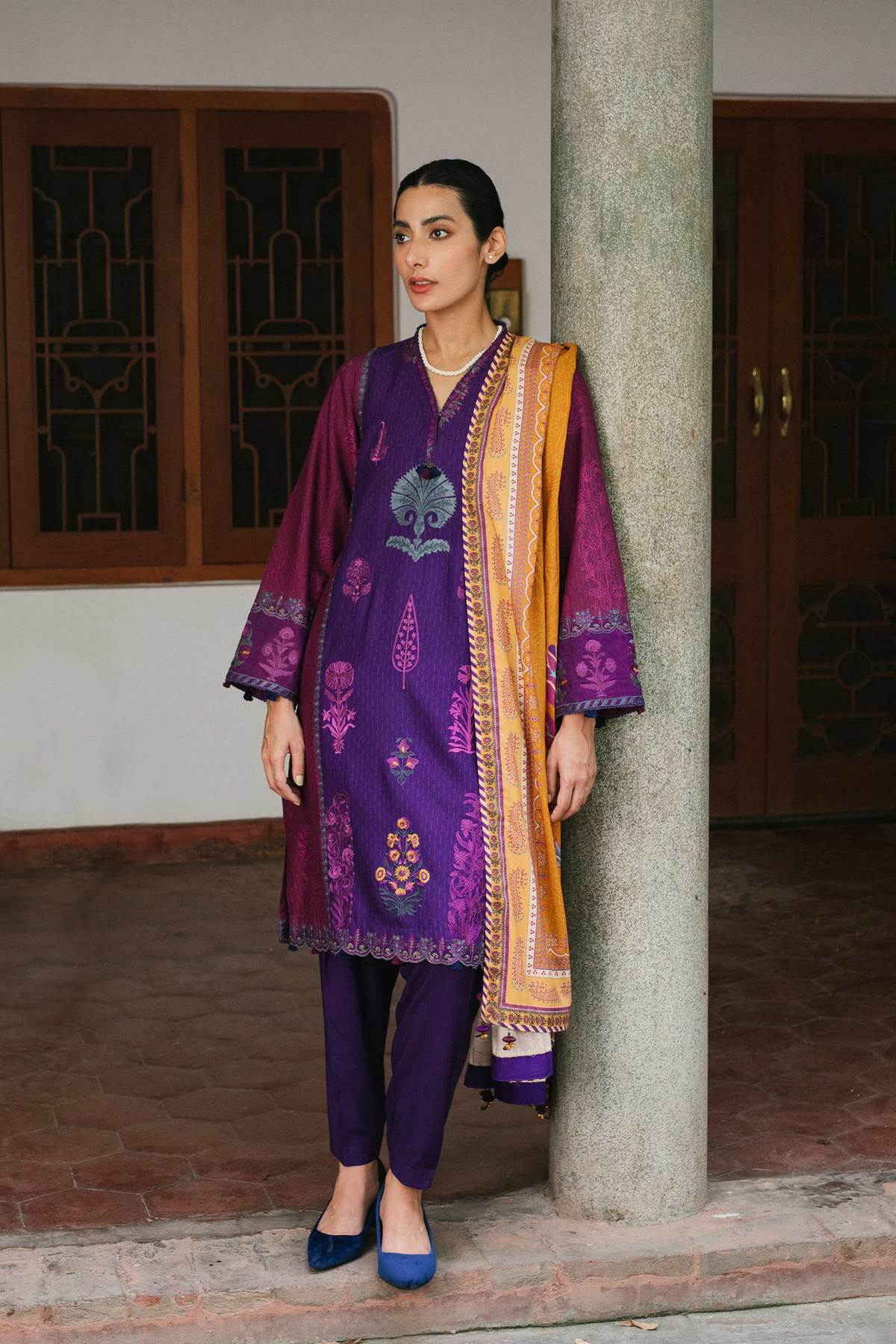 ZW21-6A | Zara Shahjahan Coco Winter 2021 Collection | Unstitched Embroidered linen Suits