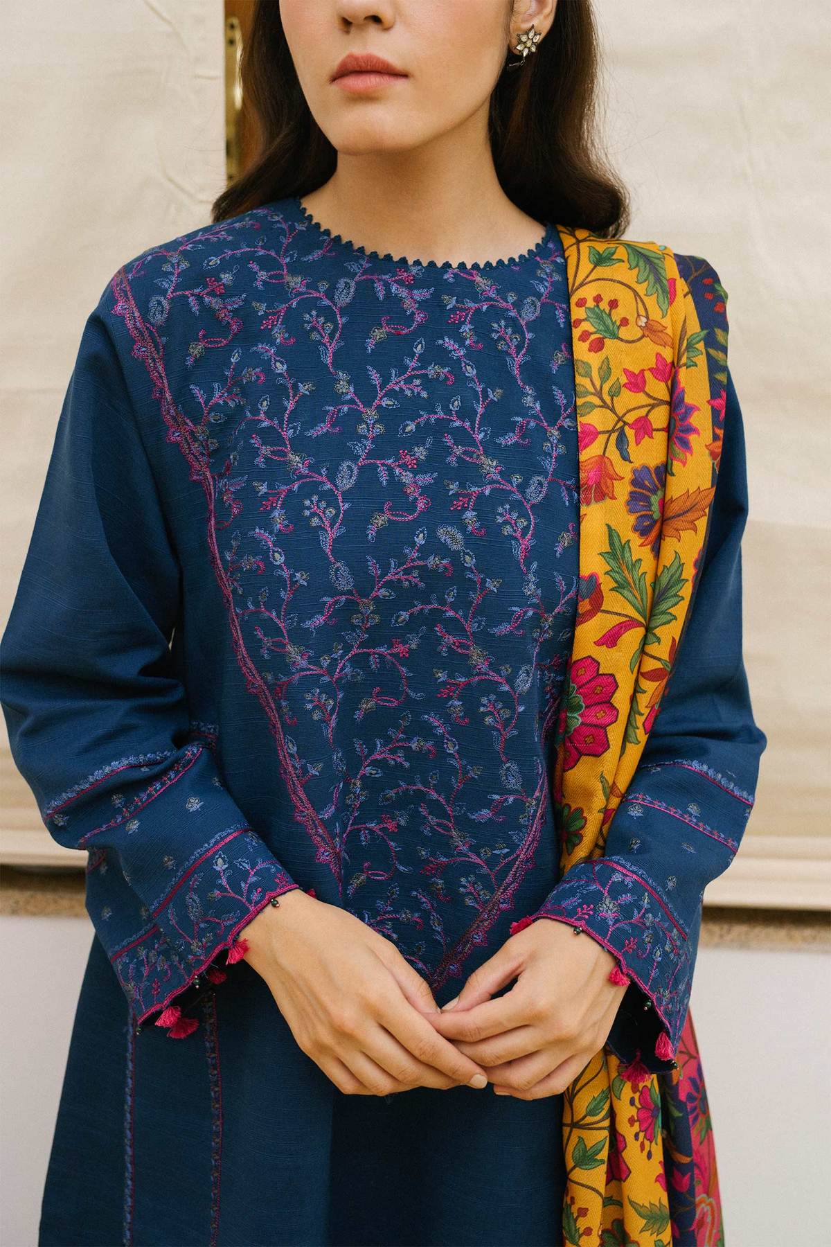 ZW21-8B | Zara Shahjahan Coco Winter 2021 Collection | Unstitched Embroidered Light Khaddar Suits