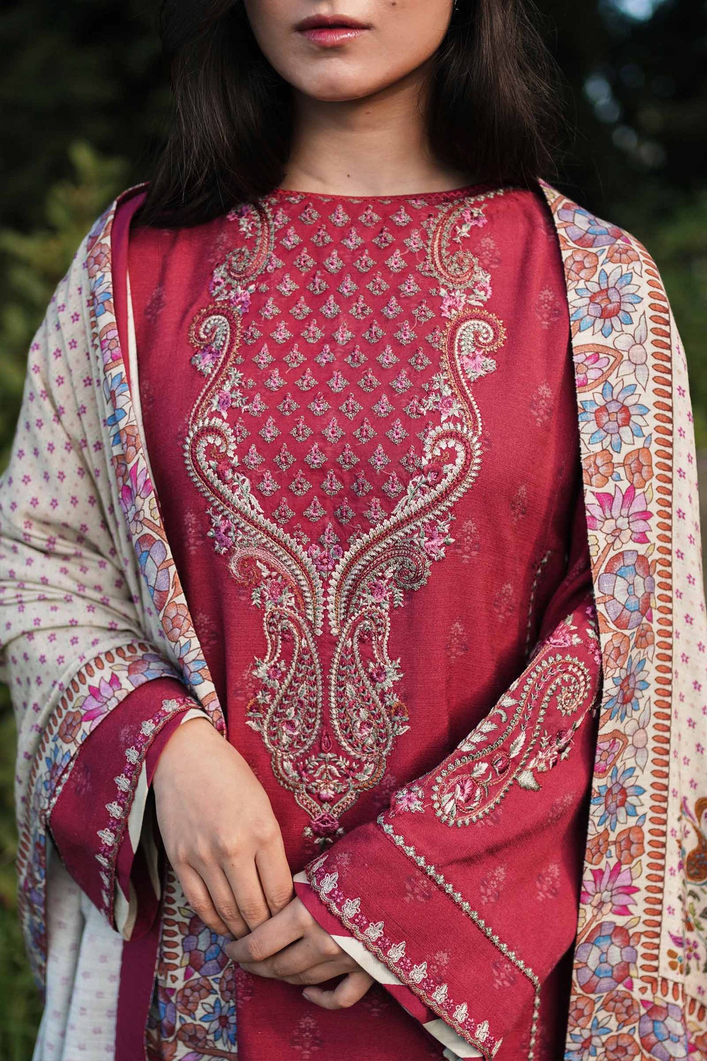 ZW22-3B | Zara Shahjahan Coco Winter Collection 2022 | Unstitched Embroidered Khaddar Linen Suits