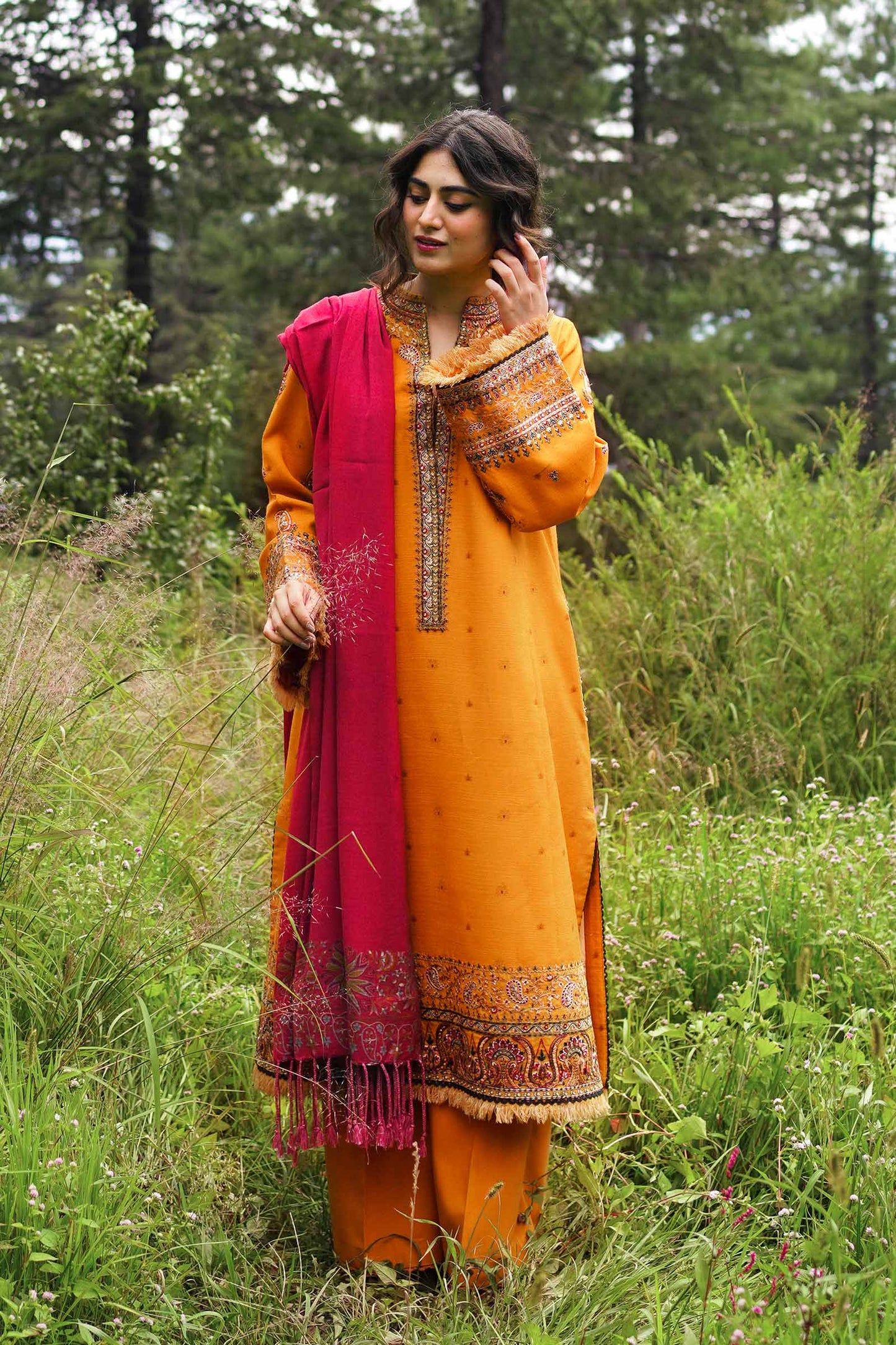 ZW22-6A | Zara Shahjahan Coco Winter Collection 2022 | Unstitched Embroidered Khaddar Linen Suits