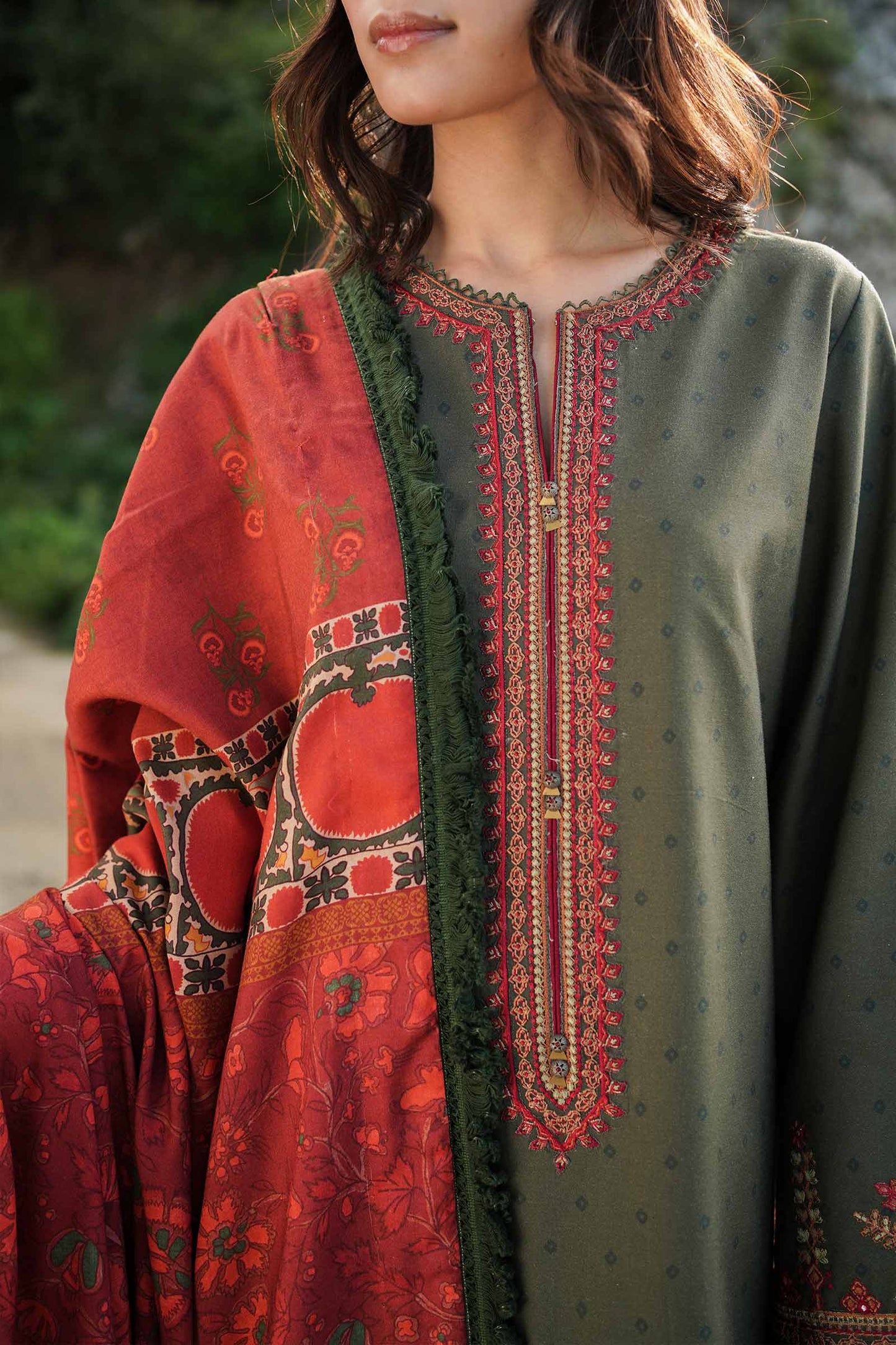 ZW22-7A | Zara Shahjahan Coco Winter Collection 2022 | Unstitched Embroidered Khaddar Linen Suits