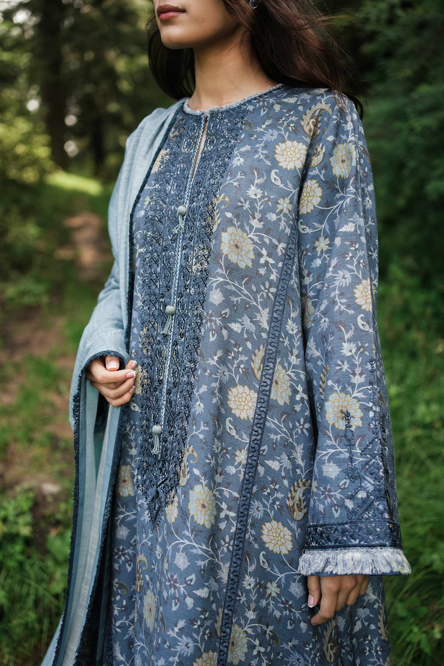 ZW22-8A | Zara Shahjahan Coco Winter Collection 2022 | Unstitched Embroidered Khaddar Linen Suits