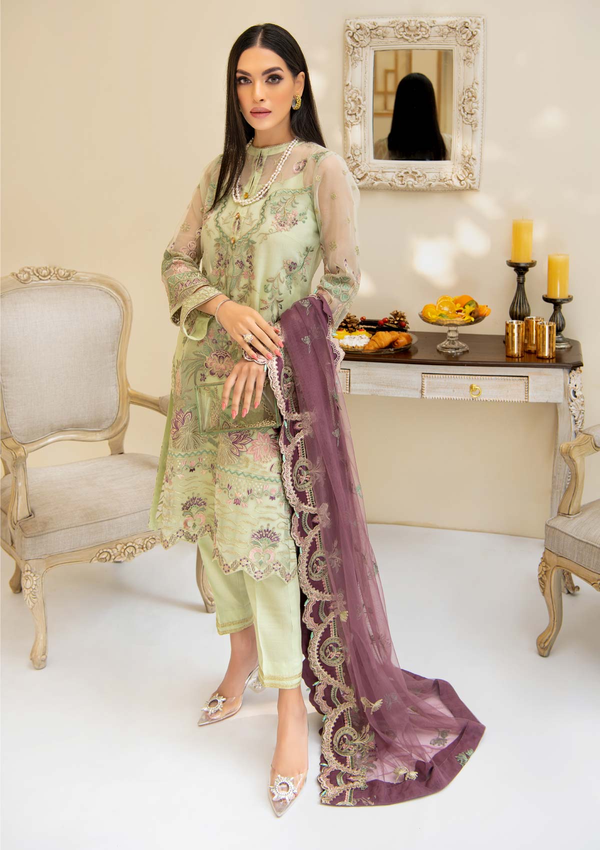 RÊVEUSE - LOOK 03 | AIK Atelier Reveuse Spring 2021 Collection - Organza & Tule | Unstitched mbroidered Organza Suits