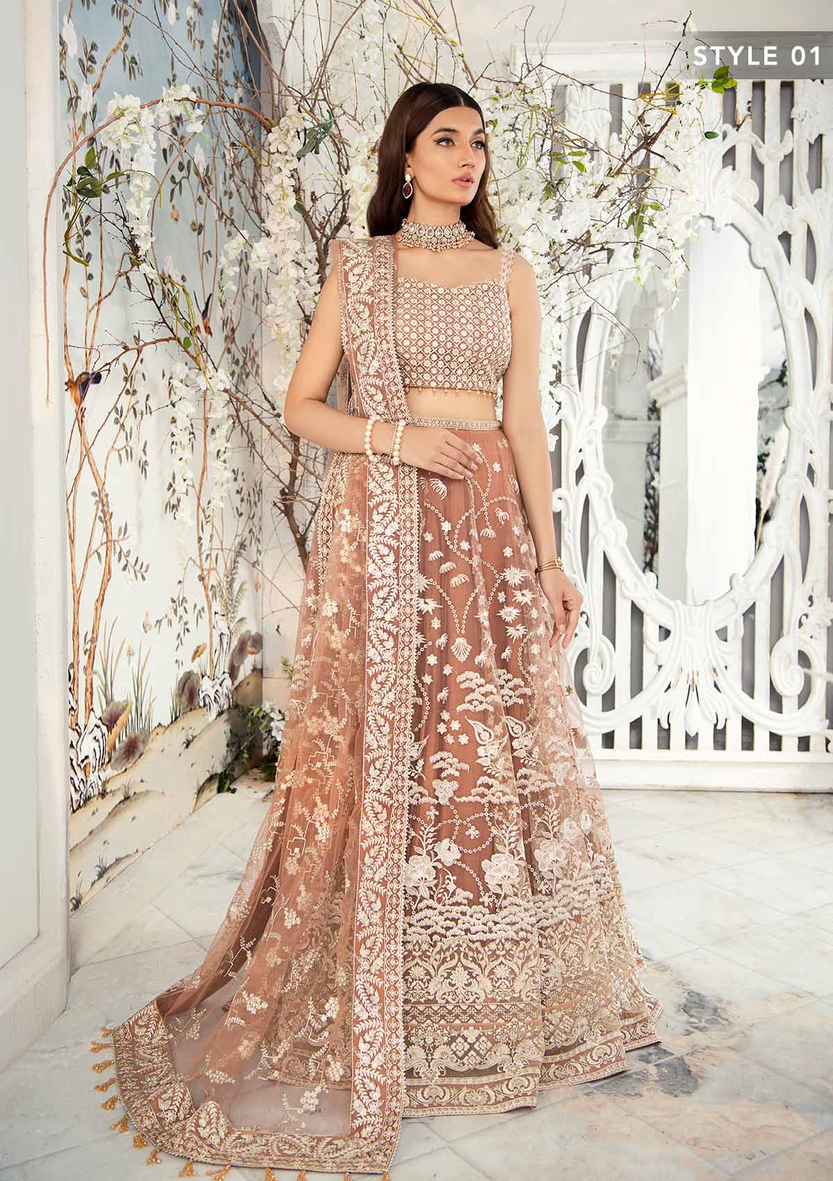 Wedding Festive '22 - Look 03 | AIK Atelier Wedding Festive Unstitched Luxury Collection 2022 | Embroidered Net Organza Suits