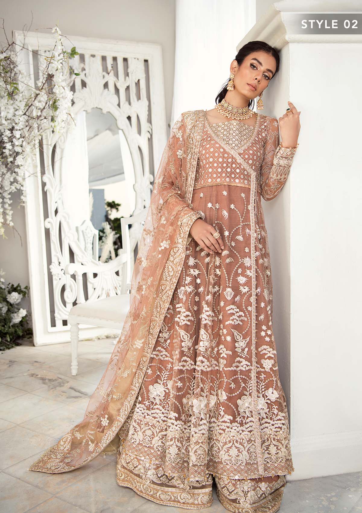 Wedding Festive '22 - Look 03 | AIK Atelier Wedding Festive Unstitched Luxury Collection 2022 | Embroidered Net Organza Suits