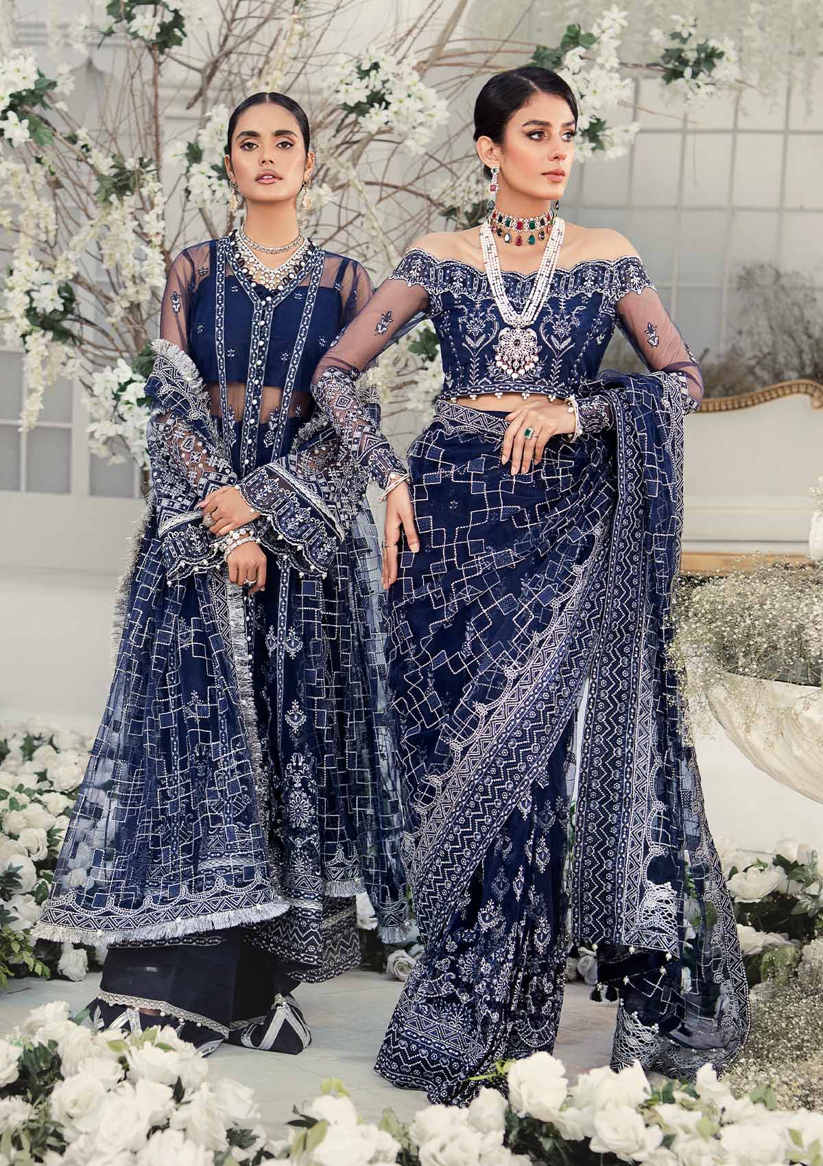 Wedding Festive '22 - Look 10 | AIK Atelier Wedding Festive Unstitched Luxury Collection 2022 | Embroidered Net Organza Suits