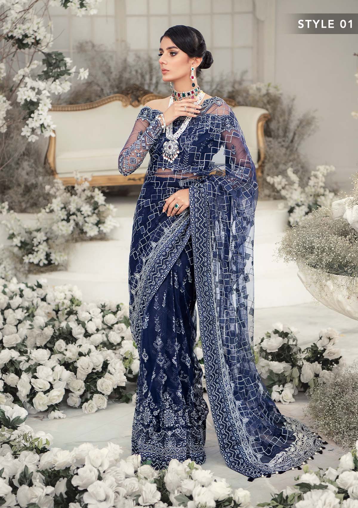 Wedding Festive '22 - Look 10 | AIK Atelier Wedding Festive Unstitched Luxury Collection 2022 | Embroidered Net Organza Suits