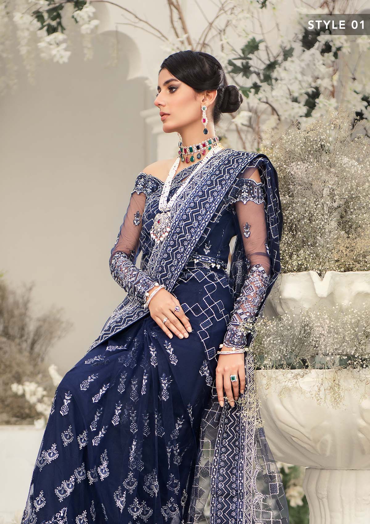 Wedding Festive '22 - Look 10 | AIK Atelier Wedding Festive Unstitched Luxury Collection 2022 | Embroidered Net Organza Suits