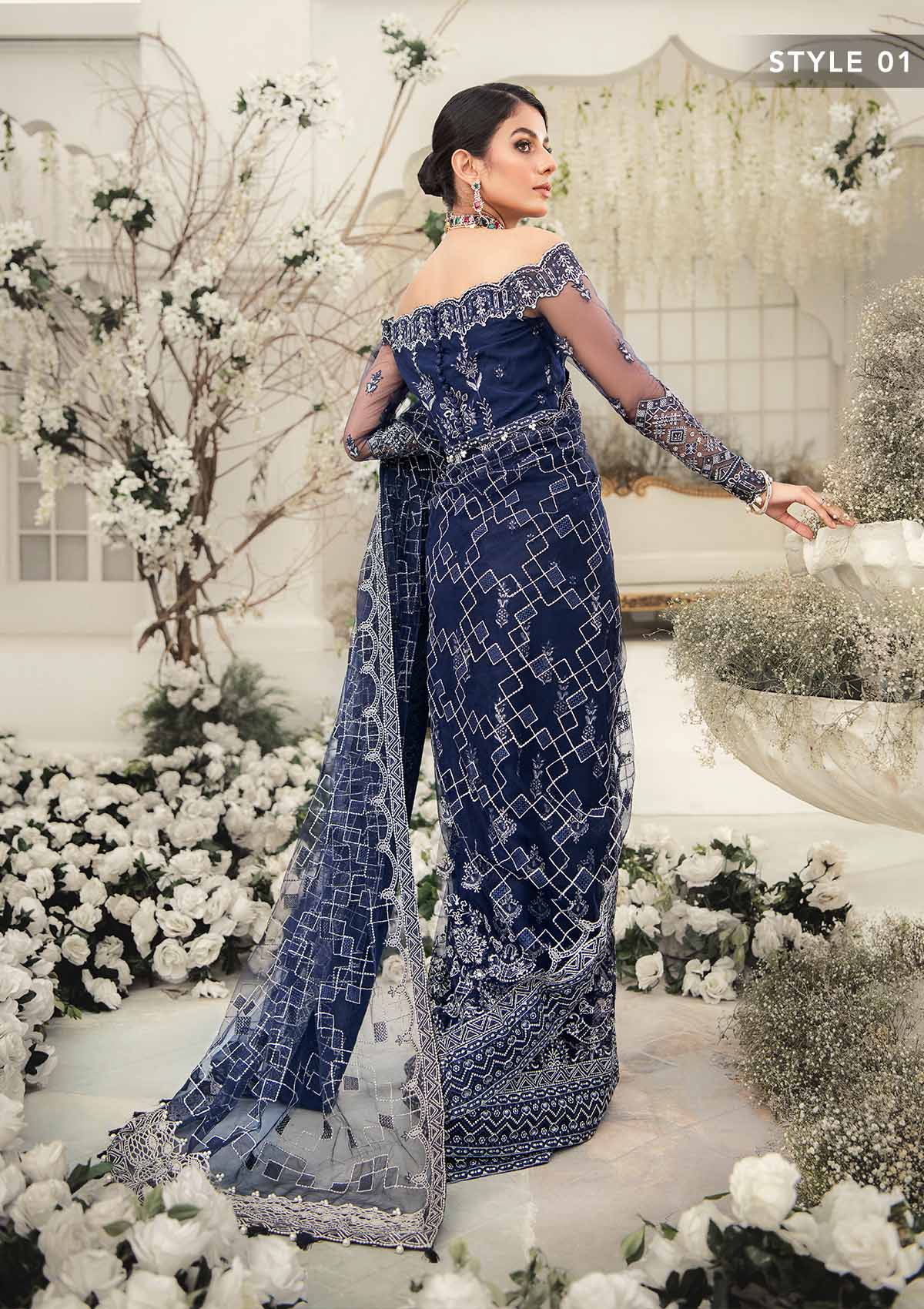 Wedding Festive '22 - Look 10 | AIK Atelier Wedding Festive Unstitched Luxury Collection 2022 | Embroidered Net Organza Suits