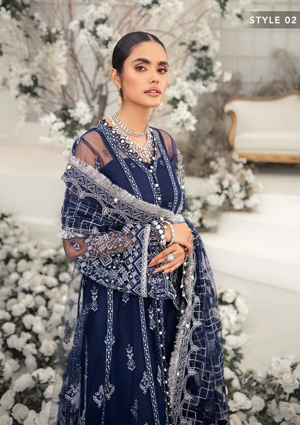 Wedding Festive '22 - Look 10 | AIK Atelier Wedding Festive Unstitched Luxury Collection 2022 | Embroidered Net Organza Suits