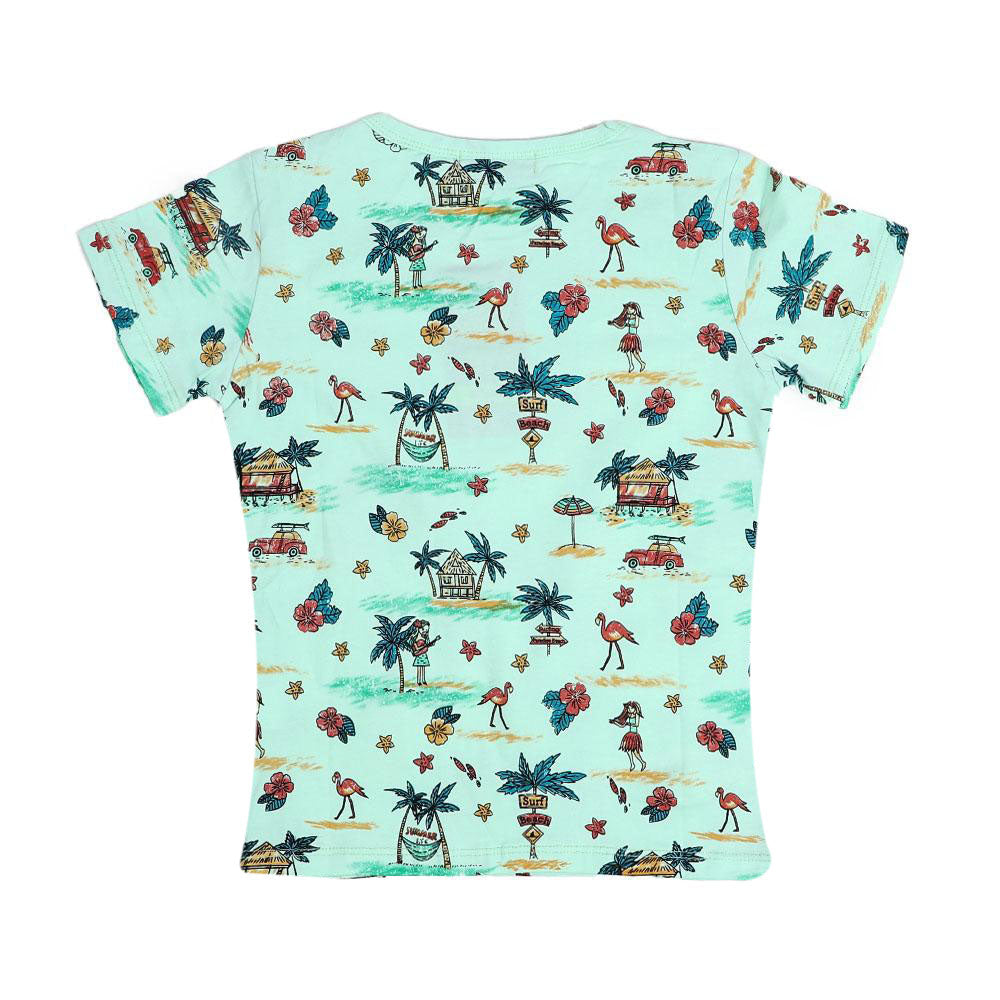 Infants Beach Printed T-Shirt For Girls - Green | Bachaa Party Baby Clothes Girls Tops & T-Shirts