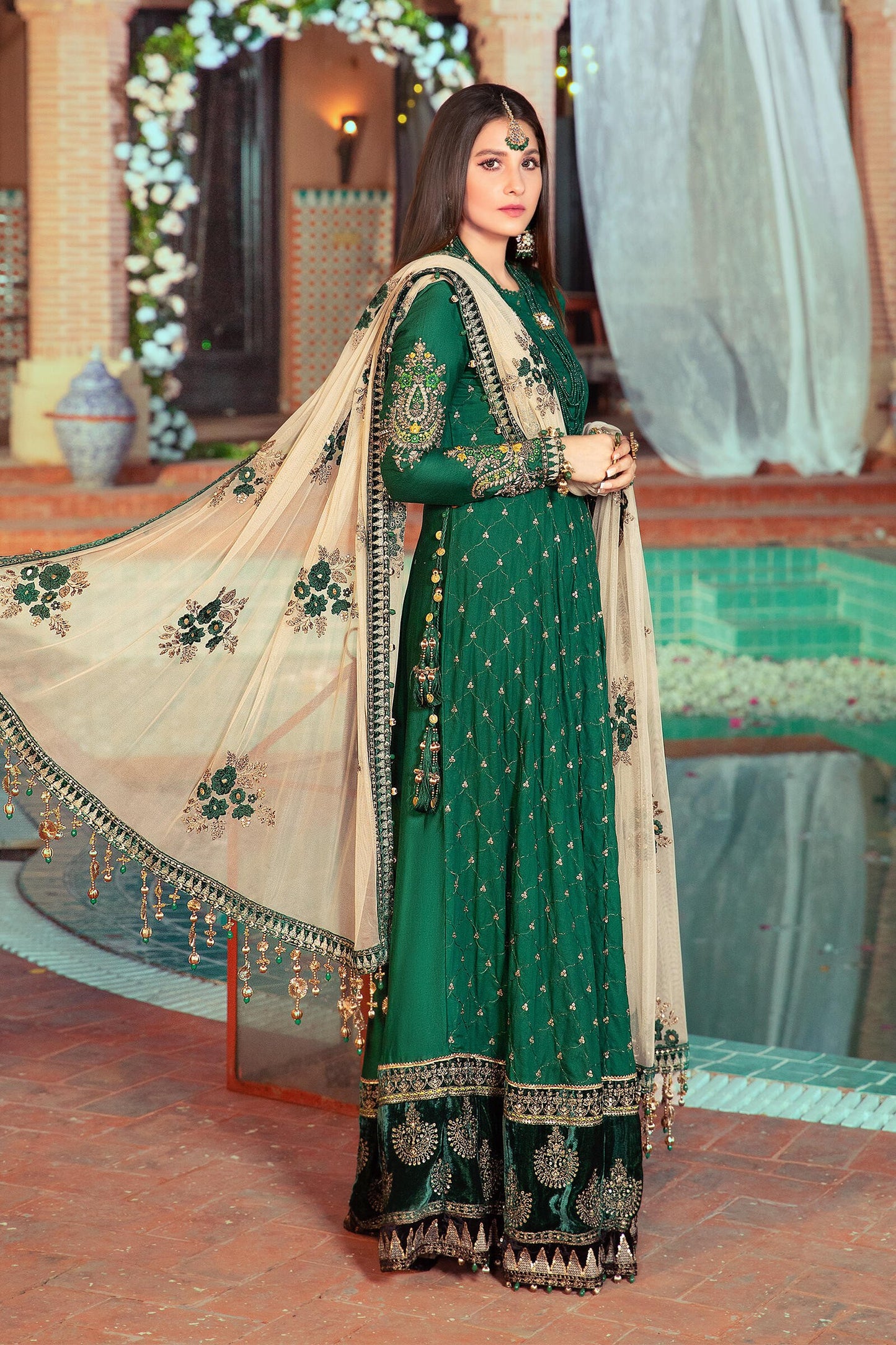 Unstitched Sateen CST-402-Emerald Green | MariaB Sateen Cotton Collection 2021 | Unstitched Embroidered Cotton Satin Suits