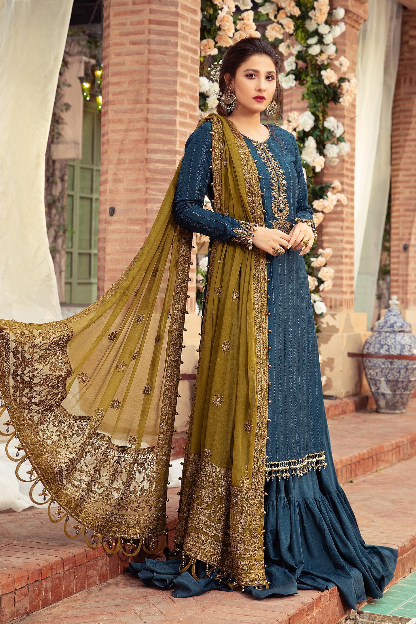Unstitched Sateen CST-407-Teal | MariaB Sateen Cotton Collection 2021 | Unstitched Embroidered Cotton Satin Suits
