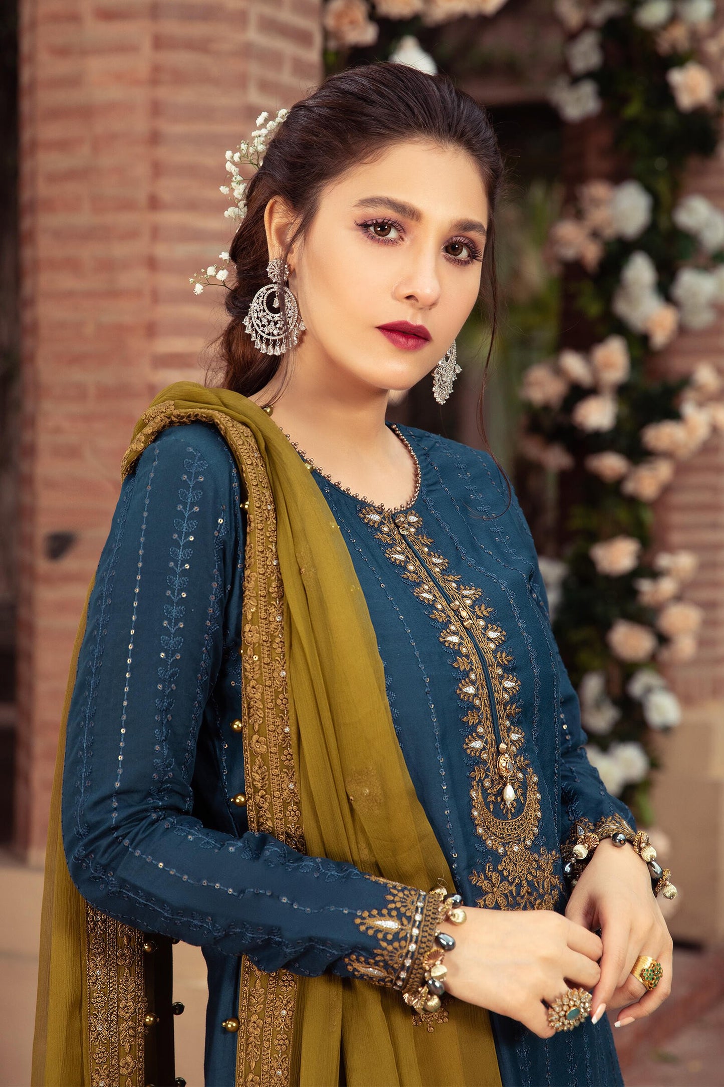 Unstitched Sateen CST-407-Teal | MariaB Sateen Cotton Collection 2021 | Unstitched Embroidered Cotton Satin Suits