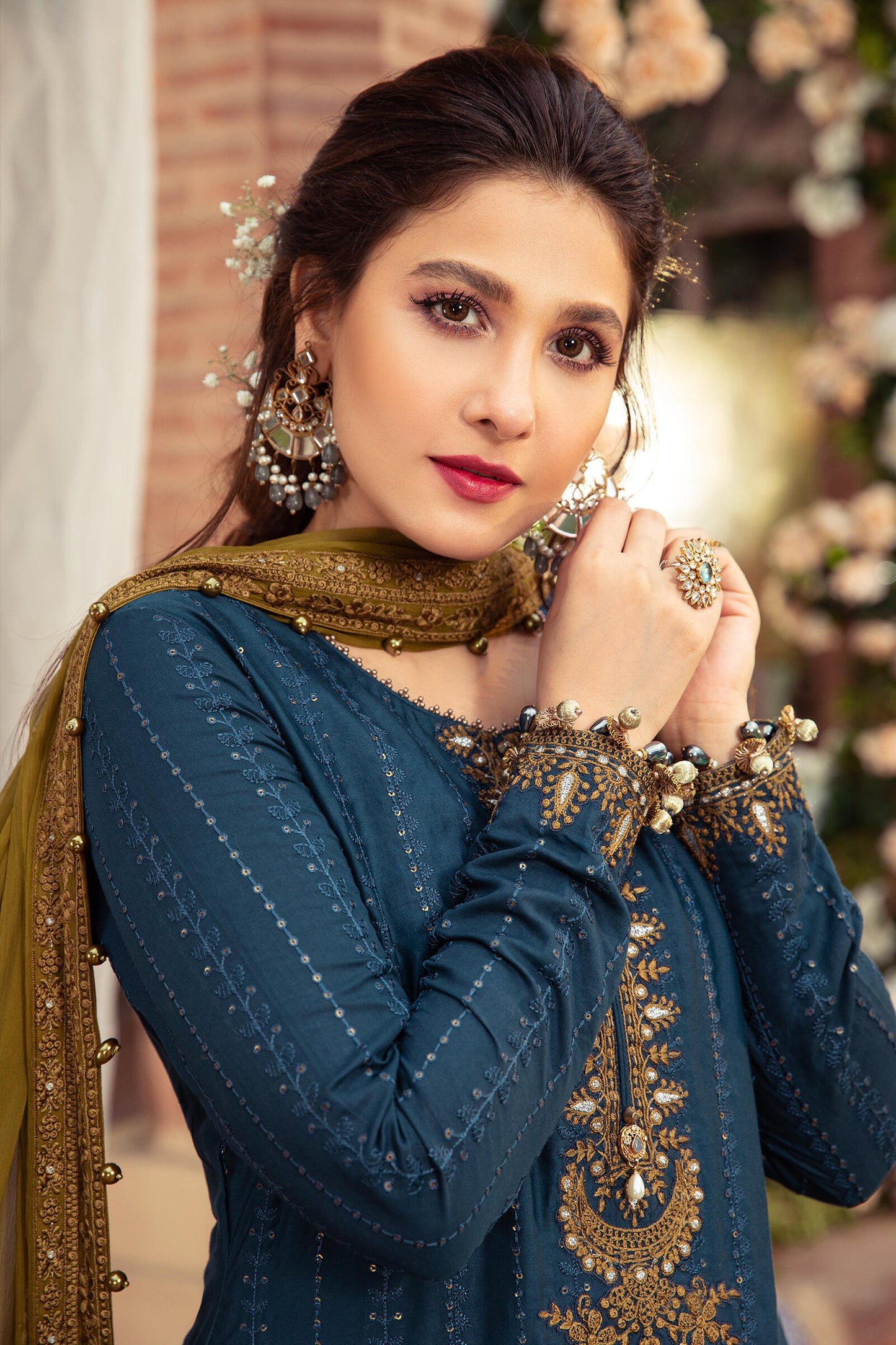 Unstitched Sateen CST-407-Teal | MariaB Sateen Cotton Collection 2021 | Unstitched Embroidered Cotton Satin Suits