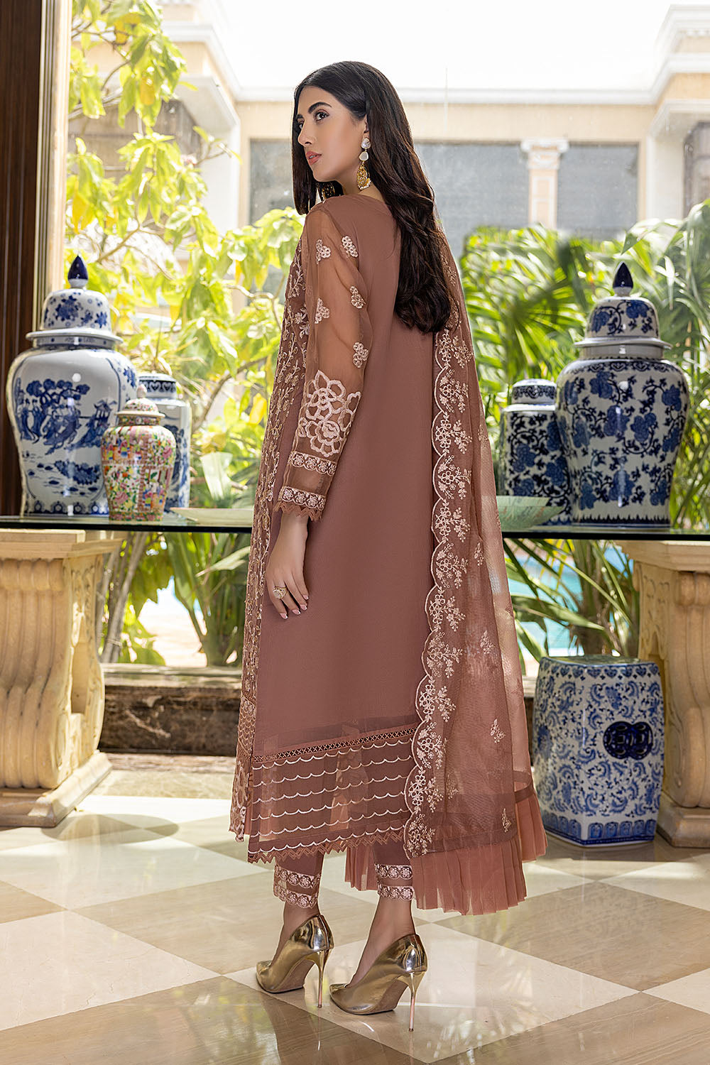 Glittery Rose | Azure Luxe Embroidered 3pcs Collections 2023