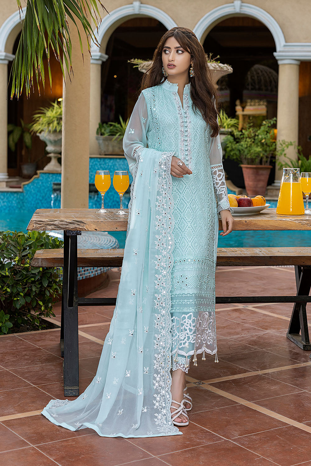 Ice Green | Azure Luxe Embroidered 3pcs Collections 2023