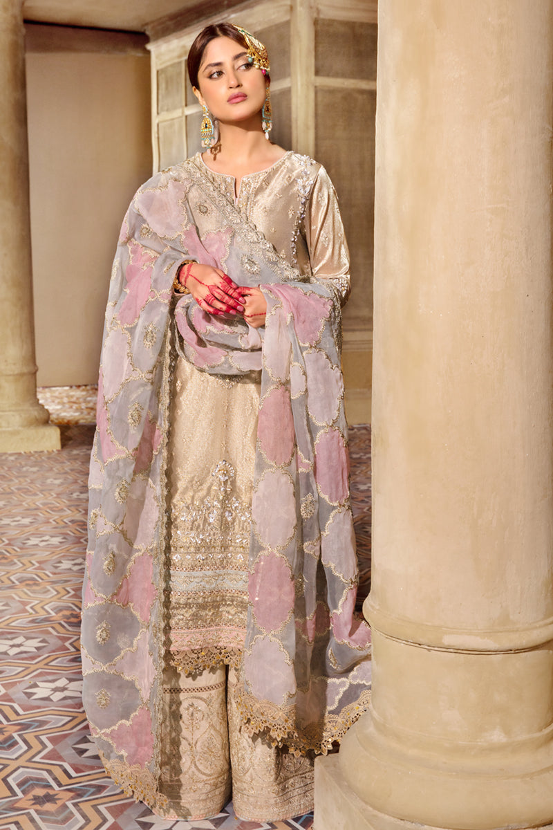 KF-07 KIRAZ | Qalamkar Khaab Festive Formal Collection 2022 | Luxury Embroidered Unstitched Chiffon Suits