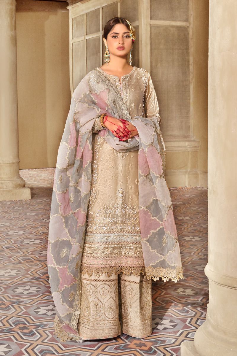 KF-07 KIRAZ | Qalamkar Khaab Festive Formal Collection 2022 | Luxury Embroidered Unstitched Chiffon Suits