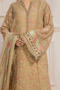 LF-CC-110-A/S-Beige | MariaB M.Luxe Fabrics | Unstitched Embroidered Fabric
