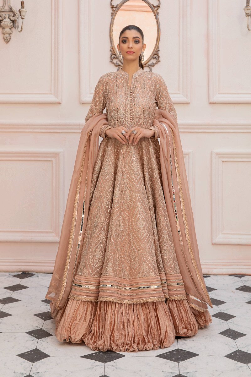 LF-PO-101-A-Peach | MariaB M.Luxe Fabrics | Unstitched Embroidered Fabric