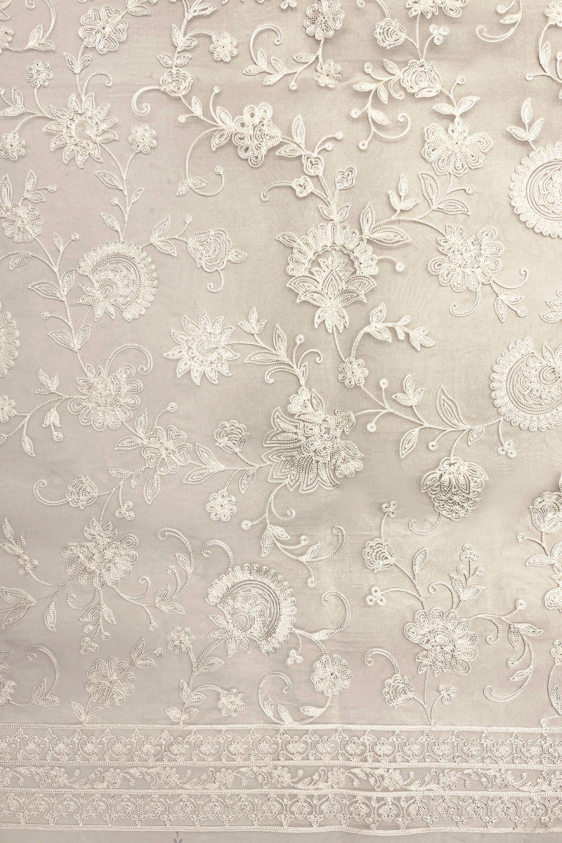 LF-PO-107-A-White | MariaB M.Luxe Fabrics | Unstitched Embroidered Fabric