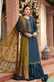 Unstitched Sateen CST-407-Teal | MariaB Sateen Cotton Collection 2021 | Unstitched Embroidered Cotton Satin Suits