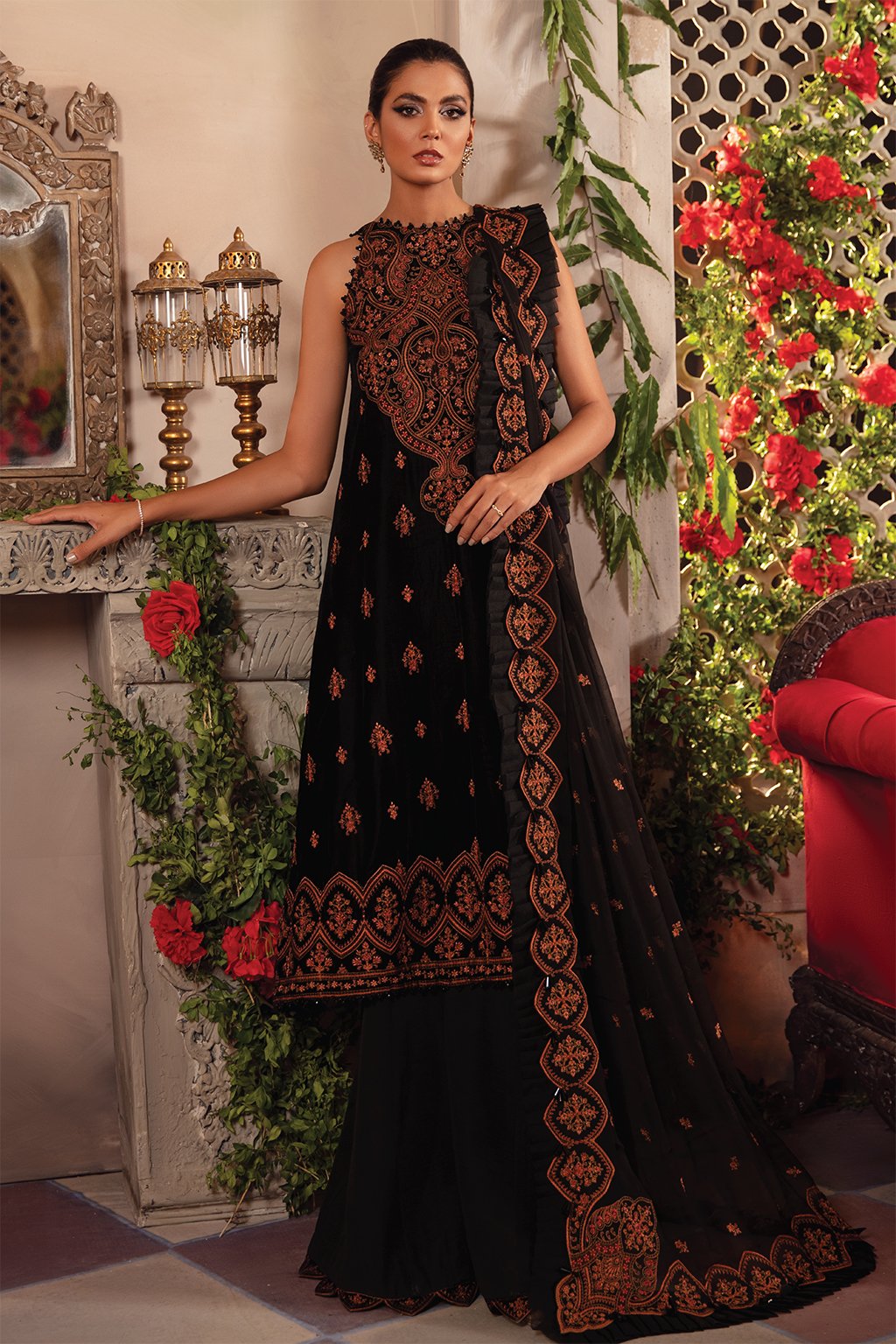 IMC-01 MYTH-3PC | Iznik Meraki Luxury Chiffon Collection 2021 | Unstitched Embroidered Luxury Chiffon Suits