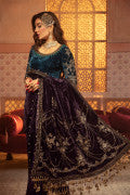 VEL-20-101-Teal and Plum | MariaB Velvet Collection 2021 | Unstitched Embroidered Velvet Suits