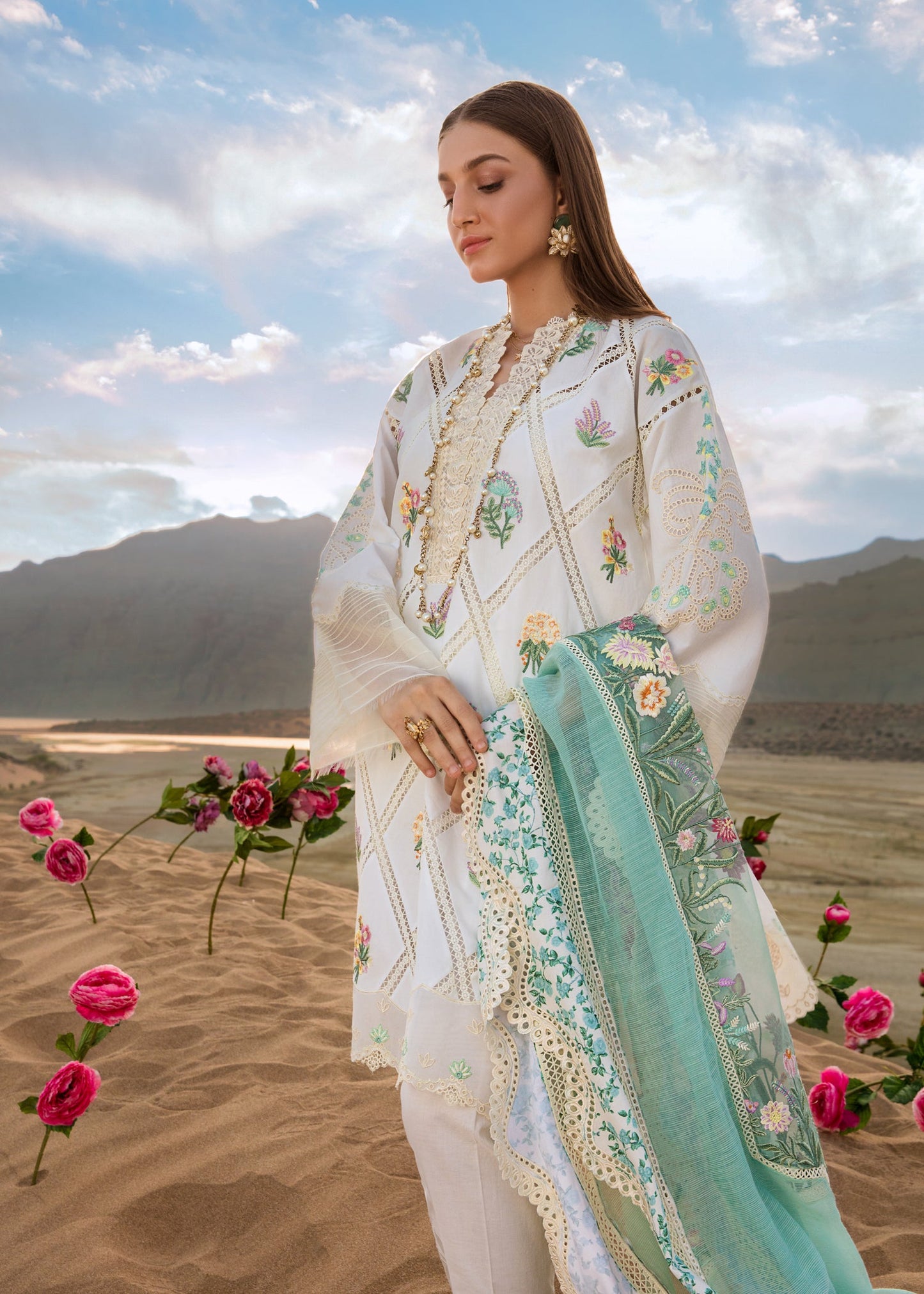 French Summer Ivory | Crimson Luxury Lawn Collection 2023 | Unstitched Embroidered Lawn Suits