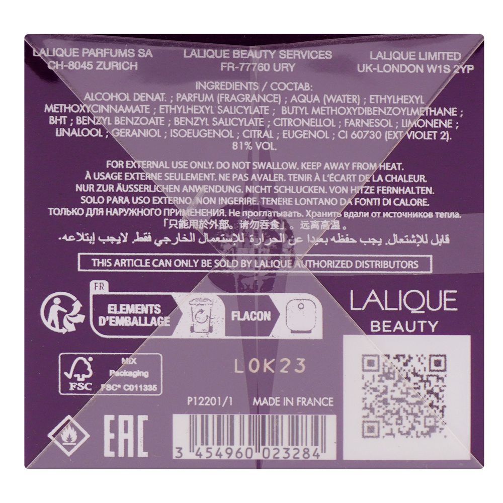 Lalique Amethyst, Eau de Parfum, 100ml | France | Fragrance For Women