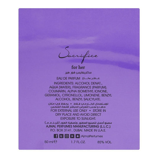 Ajmal Sacrifice For Her, Eau de Parfum, 50ml | France | Fragrance For Women