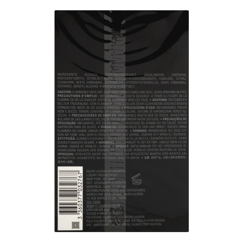 Ralph Lauren Polo Black, Eau de Toilette, 125ml | France | Fragrance For Men