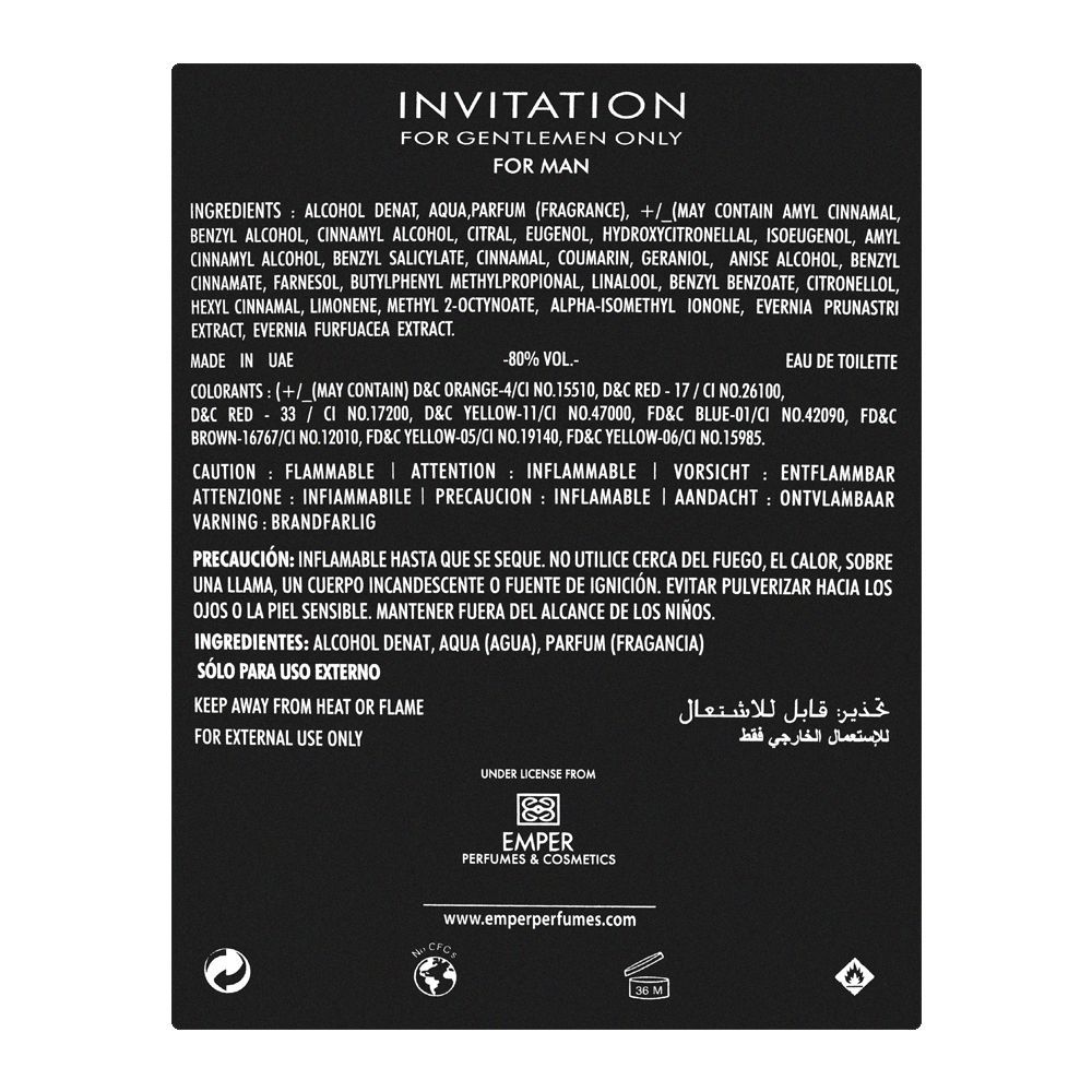 Emper Invitation For Gentlemen EDT, 100ml | United Arab Emirates | Fragrance For Women