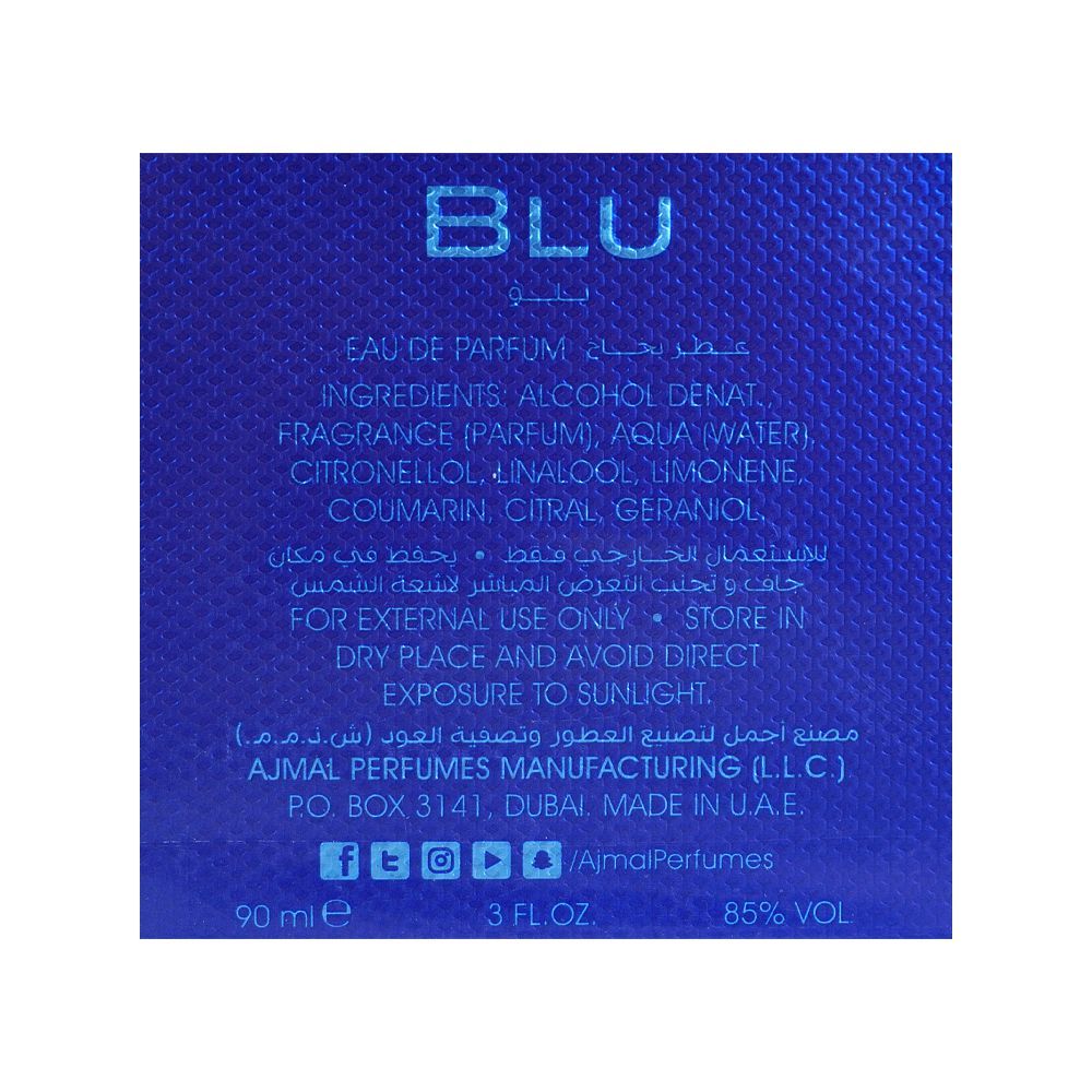 Ajmal Blu Eau De Parfum, 90ml | United Arab Emirates | Fragrance For Men