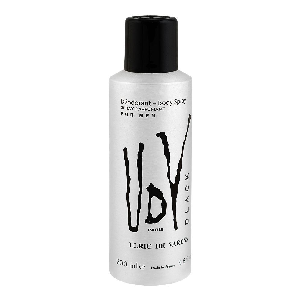 UDV Black For Men Deodorant Body Spray, 200ml | Paris | Fragrance For Men